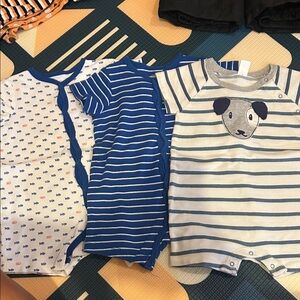 Little Me Blue and White Baby Bodysuit